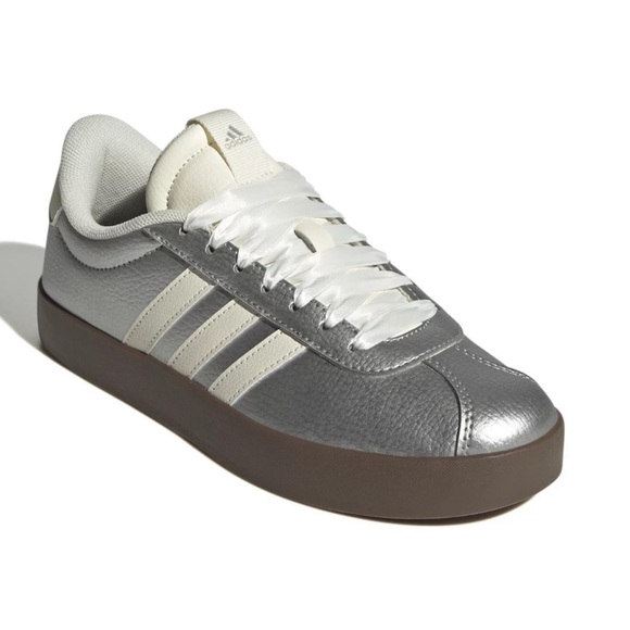 adidas Shoes - Adidas VL Court 3.0 Women's Shoes - Metallic Silver and White NEW in Box Size 8